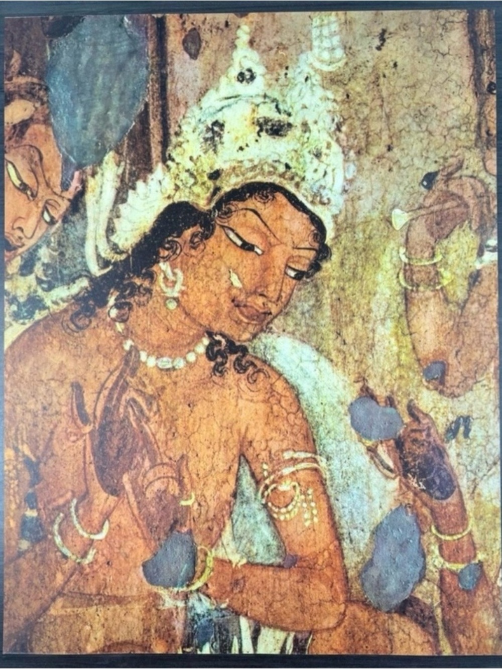 King, palace Original Antique Vintage Fine Art INDIA Print Poster Ajanta Caves